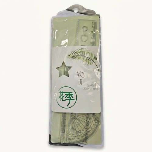 바코젤 소프트 삼각자 각도기 20cm 자 세트, 투명